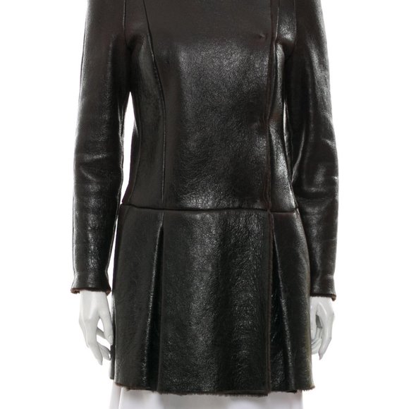 MIU MIU BROWN SHEARLING LEATHER COAT - Picture 2 of 6